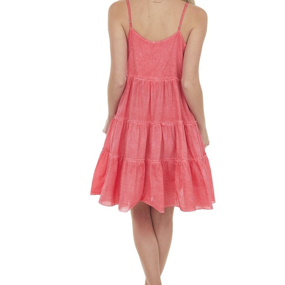Umgee Raspberry Mineral Wash Sweetheart Neck Dress - Picture 3 of 10